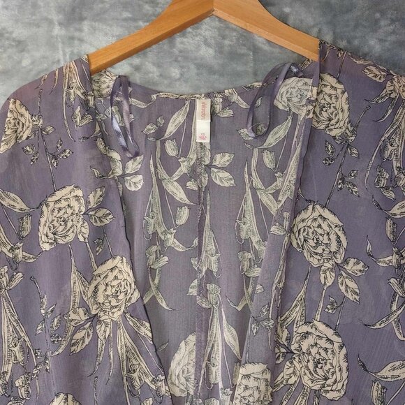 Xhilaration Women's XS Soft Purple Floral‎ Fairy Elegant Flowy Goddess Blouse - Picture 6 of 8